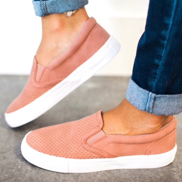 Shoes - Perforated Slip-On Sneakers
